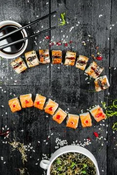 Different rolls on a dark background Stock-Fotos