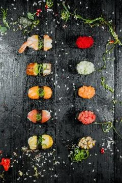 Different rolls on a dark background Stock Photos