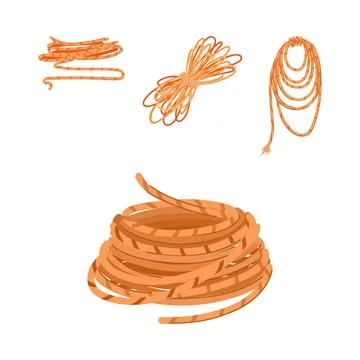 Different rope objects and cordage elements collection Illustrazione stock