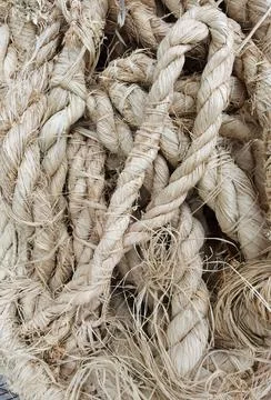 Different ropes with different thicknesses and colors Stock Photos