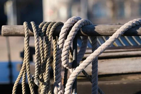 Different ropes on a ship Stock Photos