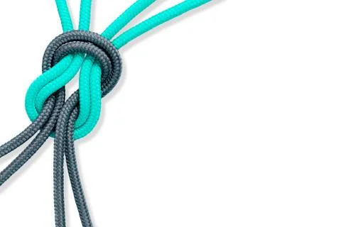 Different ropes tied isolate on white with clipping path Stock Photos