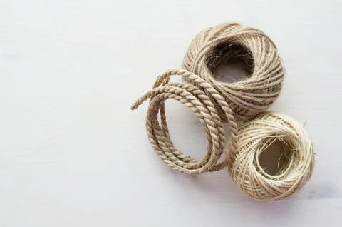 Different ropes on white background Stock Photos
