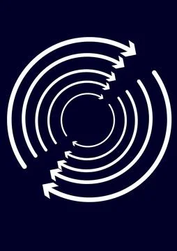 Different round arrows of white color on a dark blue background Stock Illustration