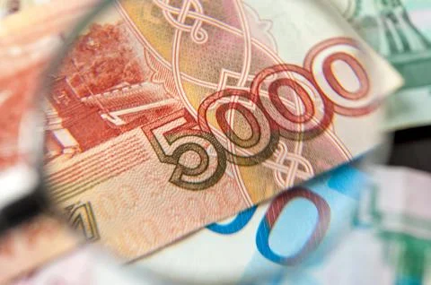 Different russian rubles background. Stock Photos