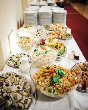 Different salads at a typical German buffet Foto stock