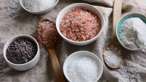 Different salt types. Top view  Stock Footage 120180281
