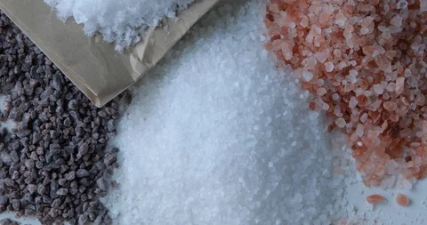 Different salt types. Top view  Stock Footage 120180304