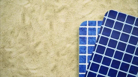 Different samples of PVC lining for swimming pools. Stop motion Video stock 249898982