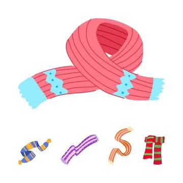 Different scarves with patterns for cold weather Stock Illustration