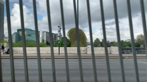 Different scenes of Paris as seen from a moving subway train in exterior Stock Footage 145173896