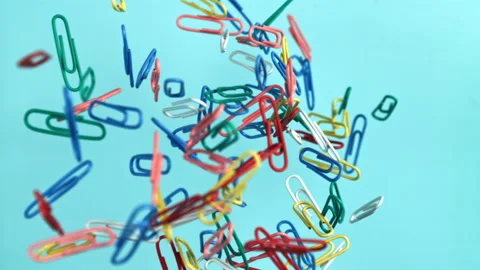 Different school objects fly and fall . Filmed on a high-speed camera at 1000 Video stock 322839323