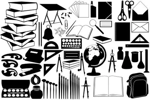 Different School Objects Stockillustratie