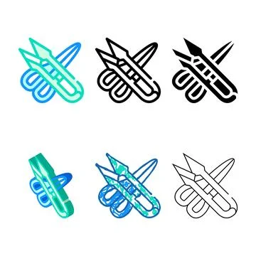 Different scissors color icon vector flat stylized Stock Illustration