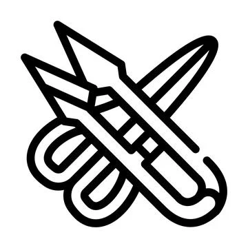 Different scissors line icon vector black illustration Stock Illustration