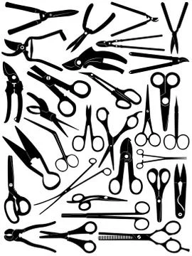 Different scissors set Stock Illustration