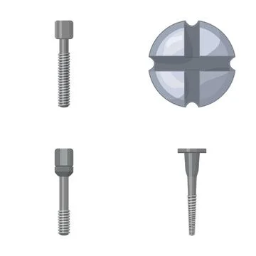 Different screws bolts fasteners hardware types collection Stock Illustration