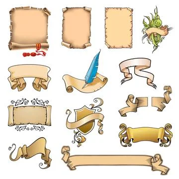Different scrolls and banners Set of different scrolls and banners, vector... Stock Photos