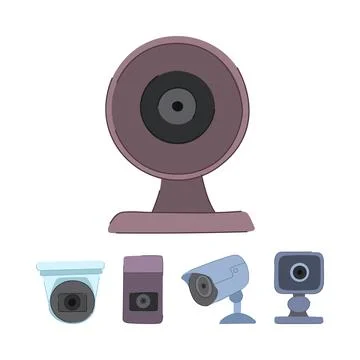 Different security surveillance and webcam devices collection Stock Illustration
