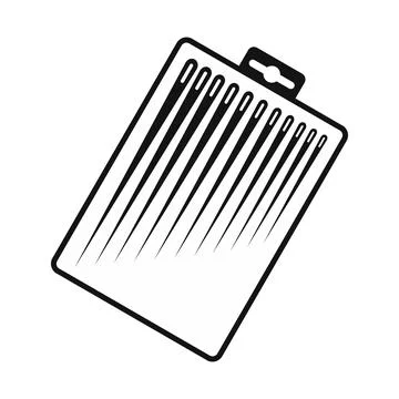 Different sewing needles in a box icon Illustrazione stock