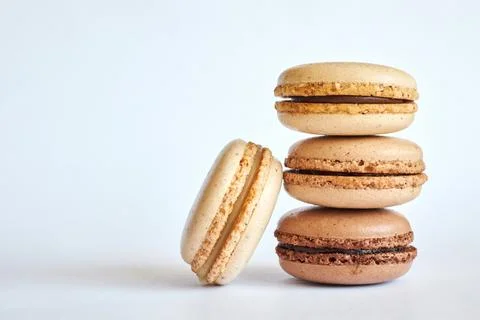 Different shades of brown macaron stack 写真素材