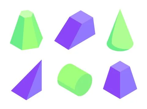 Different Shape Color Geometric Figures Collection Ilustração Stock