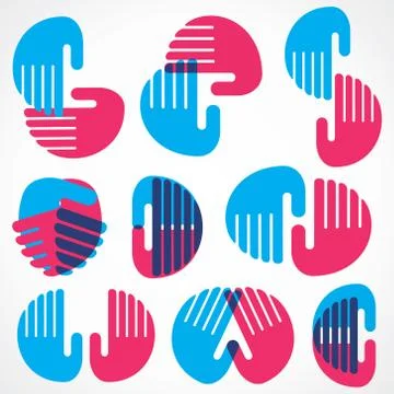 Different shape design with hand 스톡 일러스트