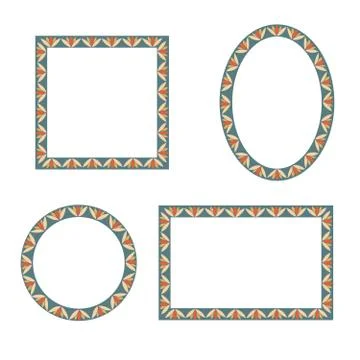 Different shape frames in doodle style. Retro border collection. Illustrazione stock