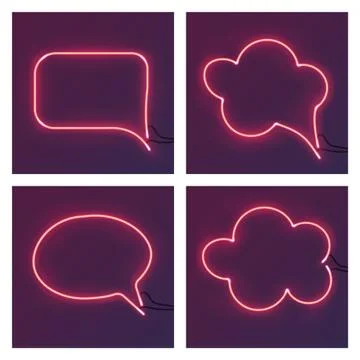 Different shape pink neon frames. Vector realistic neon star, square, circle and Stock Illustration