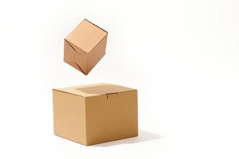 Different shaped cardboard boxes isolated on white background Stock Photos