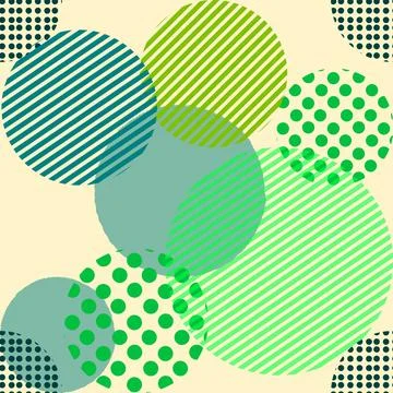 Different shaped circles green pantone seamless pattern, shiny sphere backg.. Stock Illustration