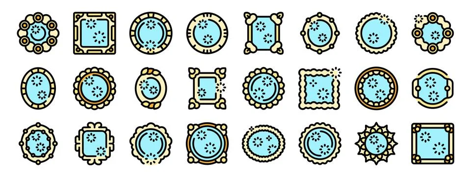 Different shaped mirrors, sparkling clean and reflecting light, are showcased Illustrazione stock