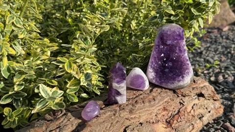Different shapes of Amethyst Crystal Stock-Footage 249074302