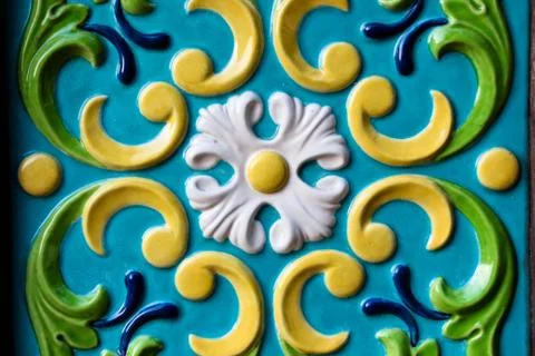 Different shapes and colorful pattern on the wall. Stock Photos