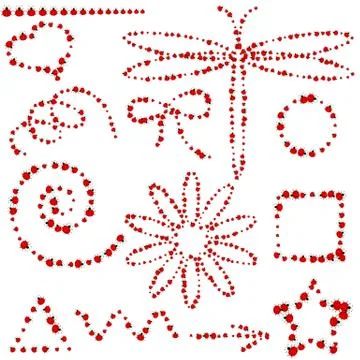 Different shapes and objects drawn from ladybugs 스톡 일러스트