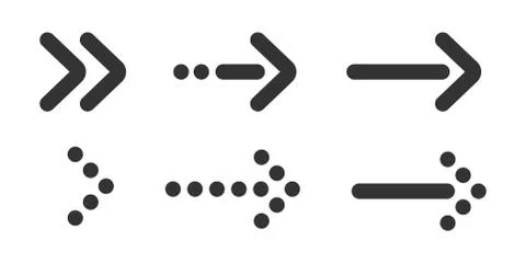 Different shapes and sizes black flat arrow set Illustrazione stock