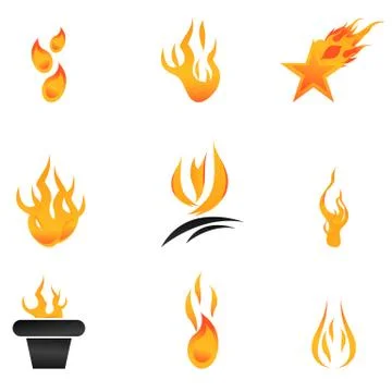 Different shapes of fire Stock Illustration