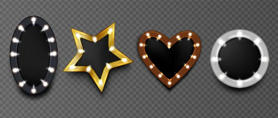 Different shapes frames with light bulbs Stock Illustration