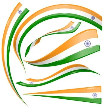 Different shapes of Indian flags. Set of vector flags isolated on white bac.. Stock Illustration