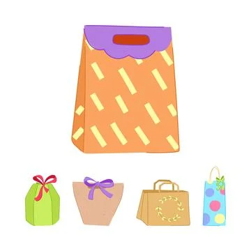 Different shopping and gift packaging bags collection Stock Illustration