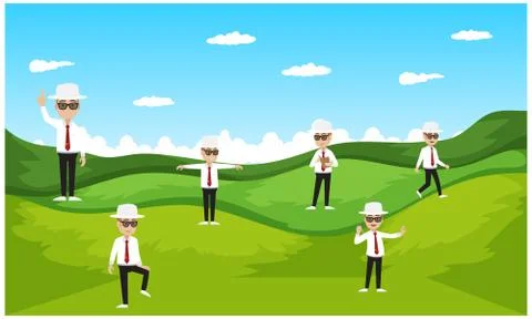 Different signs of cricket shown by game umpire Stock Illustration