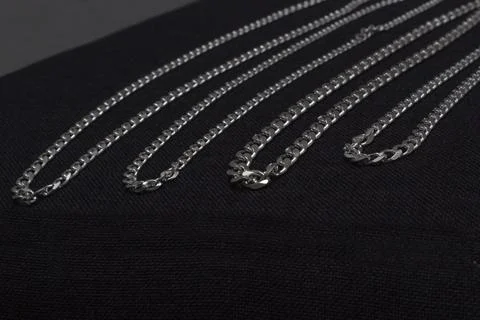 Different silver necklaces Stock Photos
