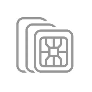 Different SIM card types line icon. Normal, Micro, Nano - phone card symbol Illustrazione stock