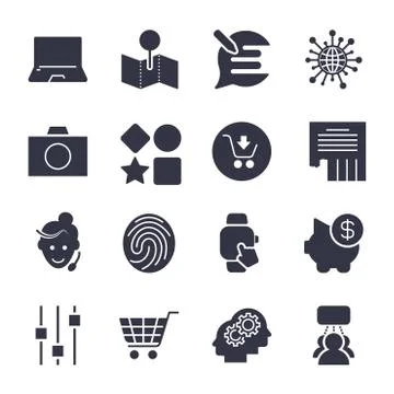 Different simple icons for apps, programs, sites and other. Univ Stock-Illustration