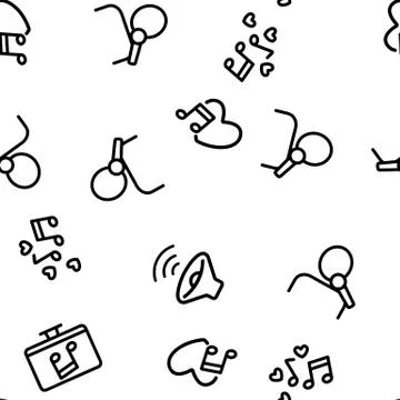 Different Singing Vector Seamless Pattern 스톡 일러스트