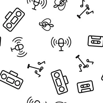 Different Singing Vector Seamless Pattern 스톡 일러스트