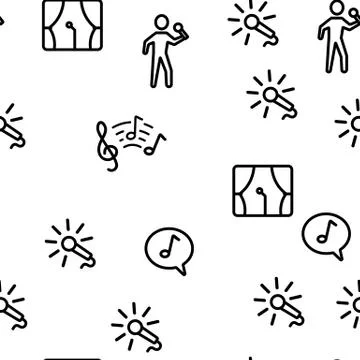 Different Singing Vector Seamless Pattern 스톡 일러스트