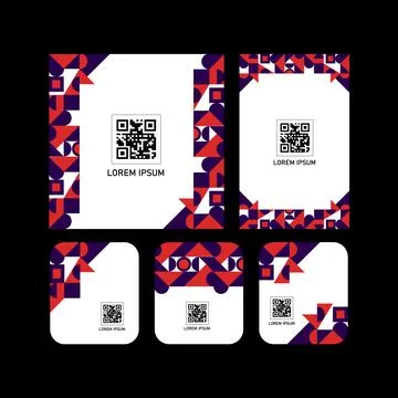 Different size abstract qr code label design Stock Illustration