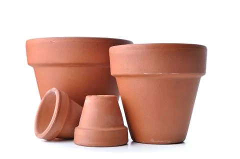Different size of flowerpots Stock Photos