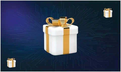 Different size of gift box on a dark circuit background Illustrazione stock